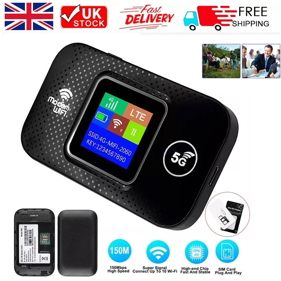 Portable Unlocked 5G LTE Wireless WiFi Router Mobile Broadband LCD MIFI Hotspot