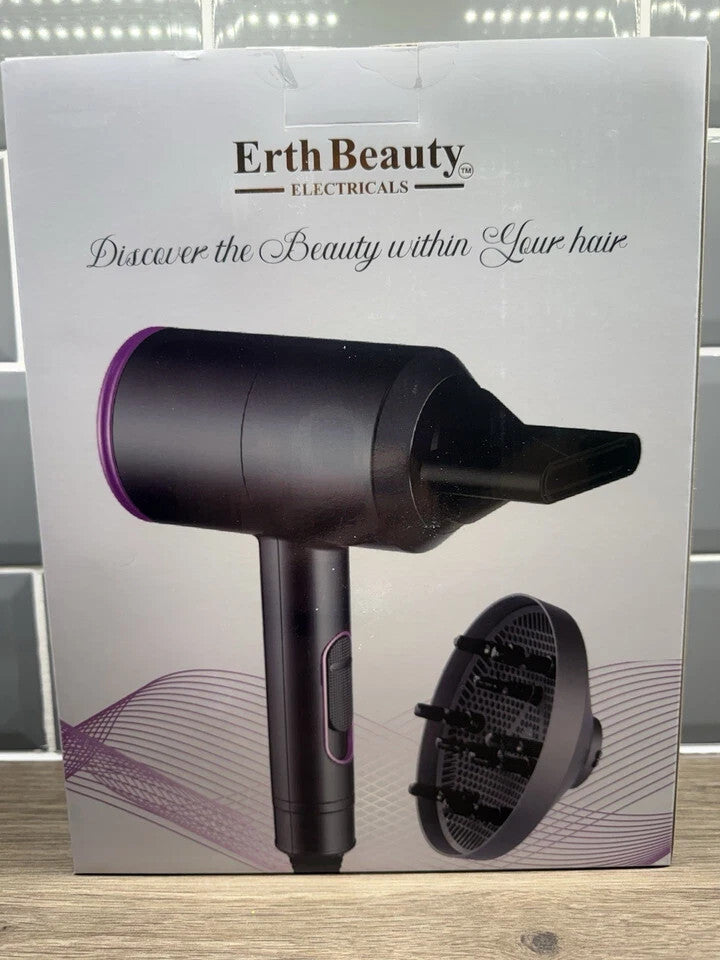 Erth Beauty Electricals Professional Hair Dryer Black Diffuser