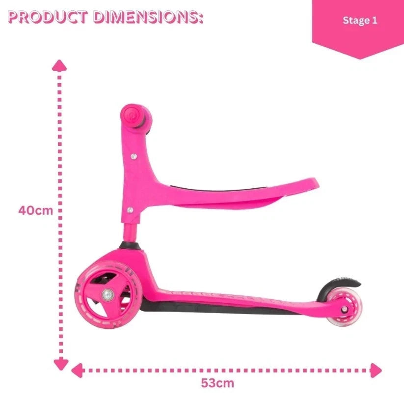 EVO 3-in-1 Three in one Cruiser Scooter PINK Age 12 months upwards