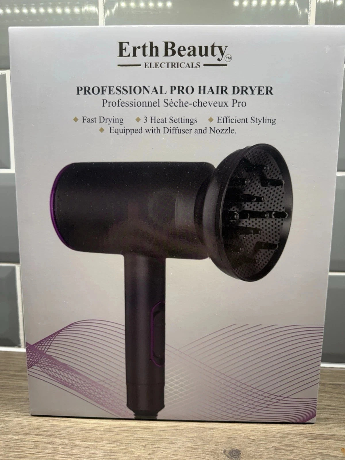 Erth Beauty Electricals Professional Hair Dryer Black Diffuser 1800-2000 RRP£149