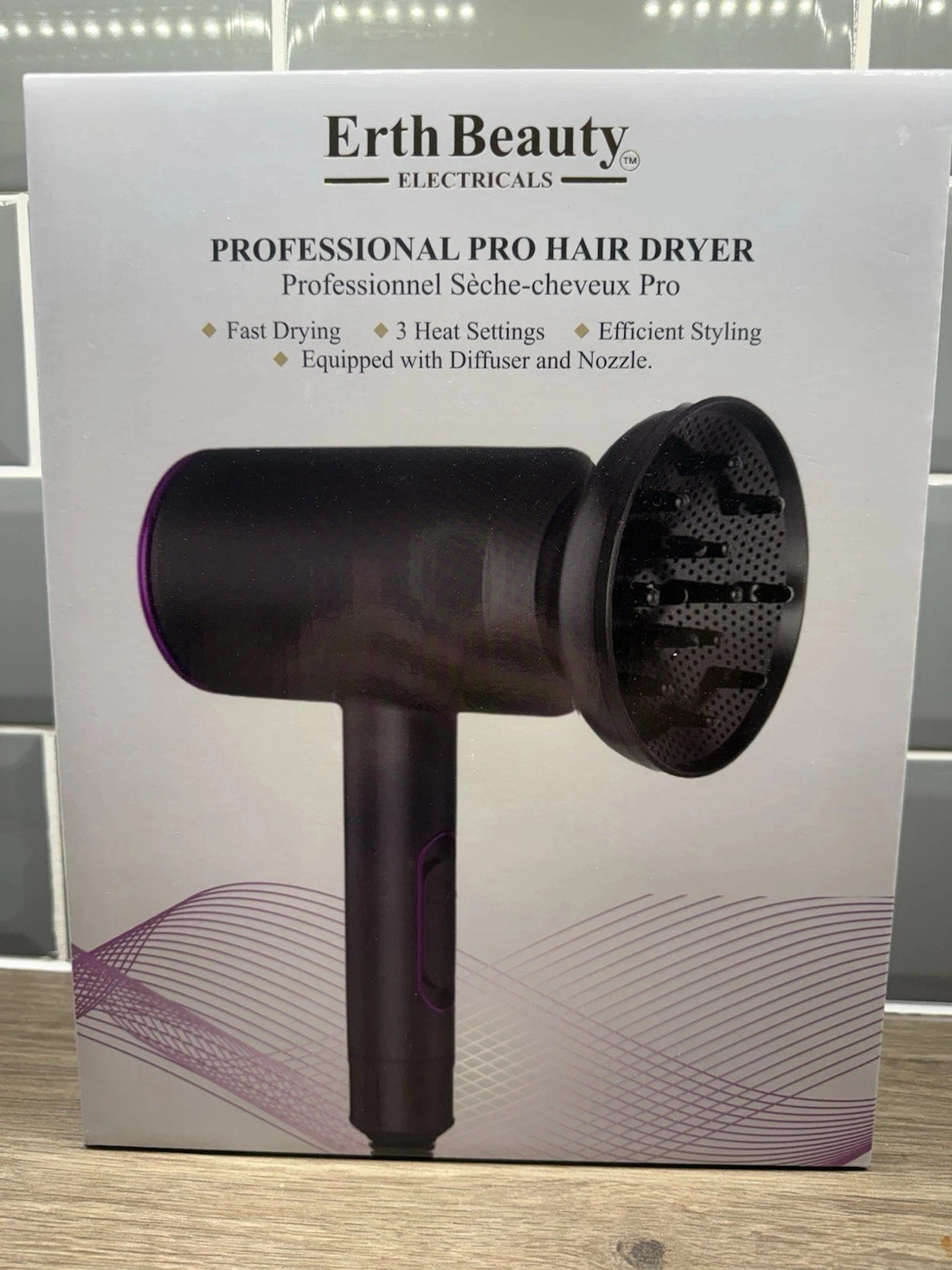 Erth Beauty Electricals Professional Hair Dryer Black Diffuser 1800-2000 RRP£149